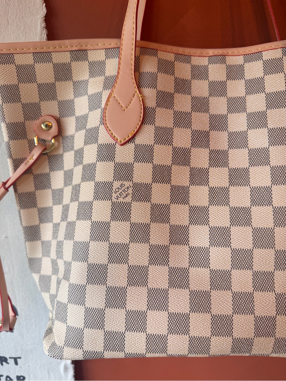 Louis Vuitton Damier Azur Tote with Pink Trim and Pouch - Picture 9 of 10